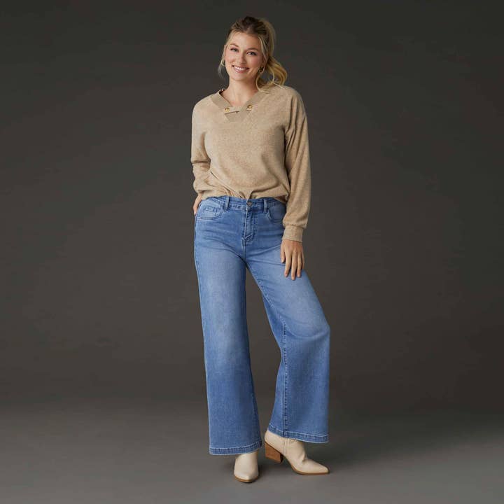 Medium Denim EverStretch Wide Leg - Valentine's Day for wholesale on Faire1