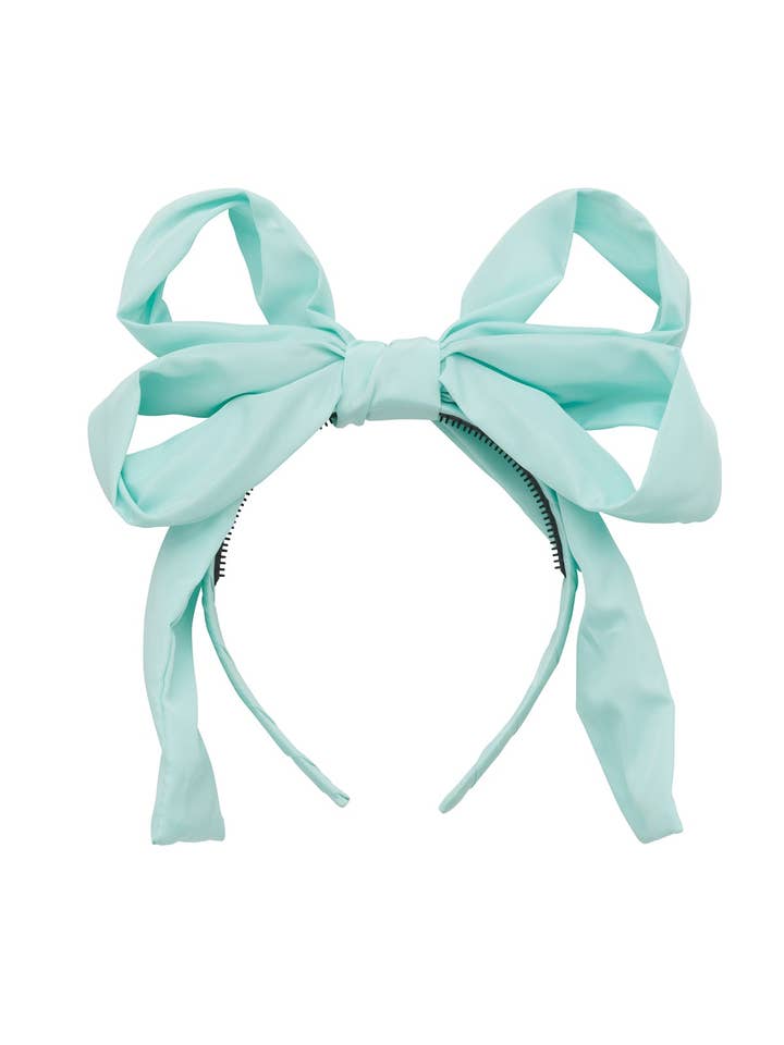 Cerchietto per capelli con fiocco per feste, verde menta per la vendita all'ingrosso da parte di Project 6 NY Kids