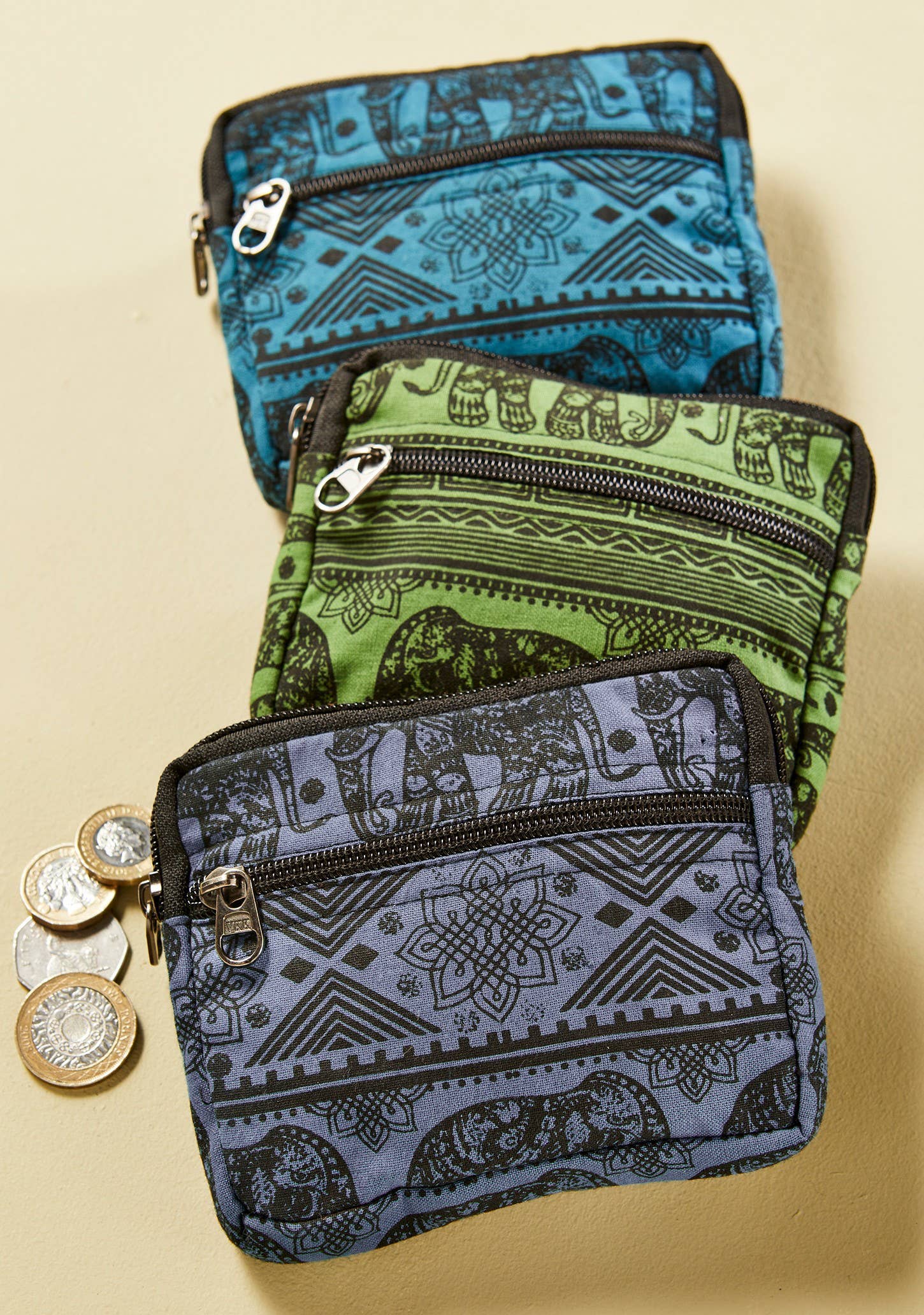 Namaste - Wholesale Coin Purse - Women's - Elephant Design Zipped Coin Purse2