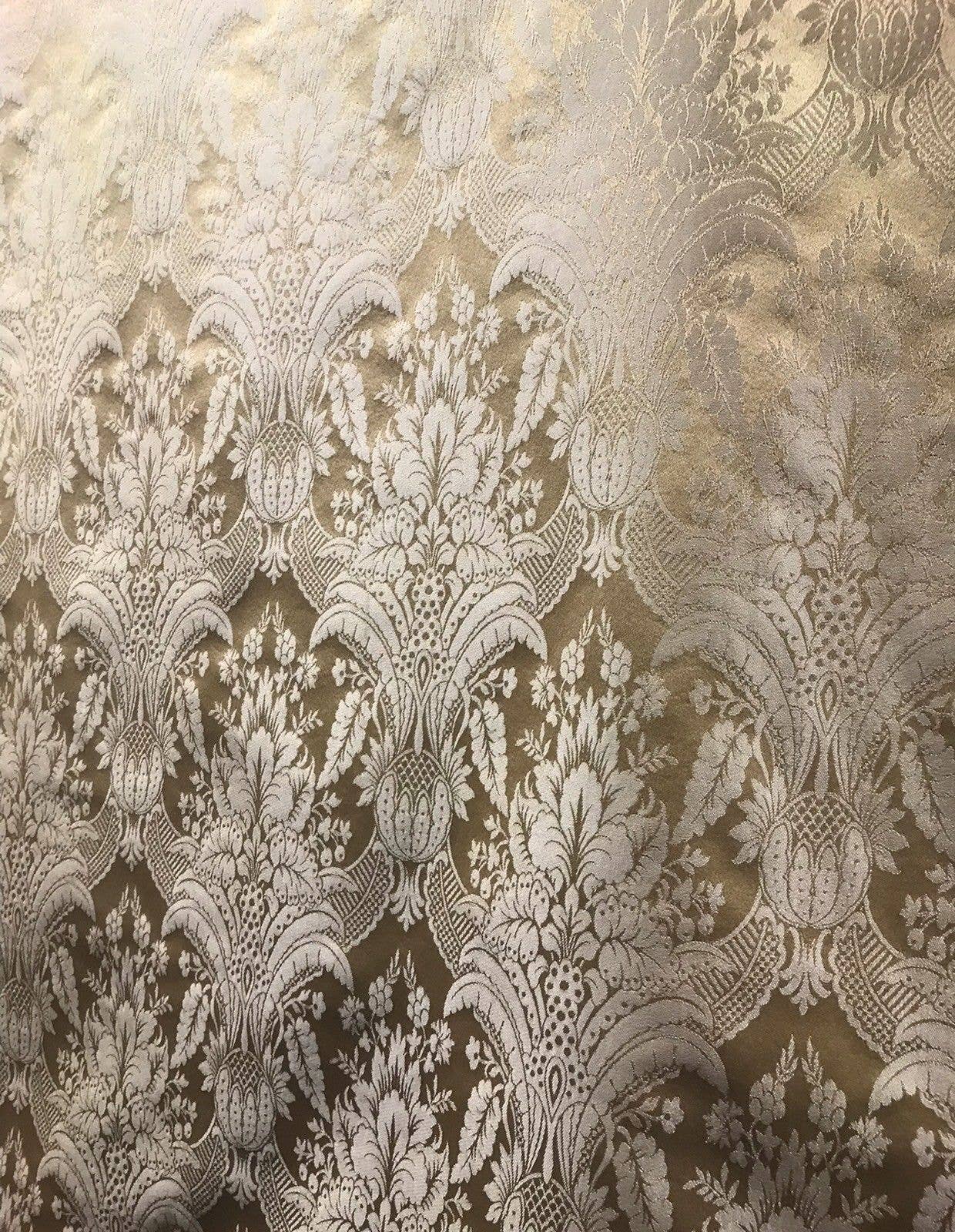 Fancy Styles Fabric - Wholesale Fabric - Prince Caspian Designer Damask Satin Fabric- Antique Gold Be6