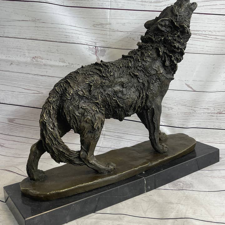 Bronzhaus – wholesale Skulptur – Extra stora vilda djur liv varg hund brons skulptur varm gjuten marmor statyett