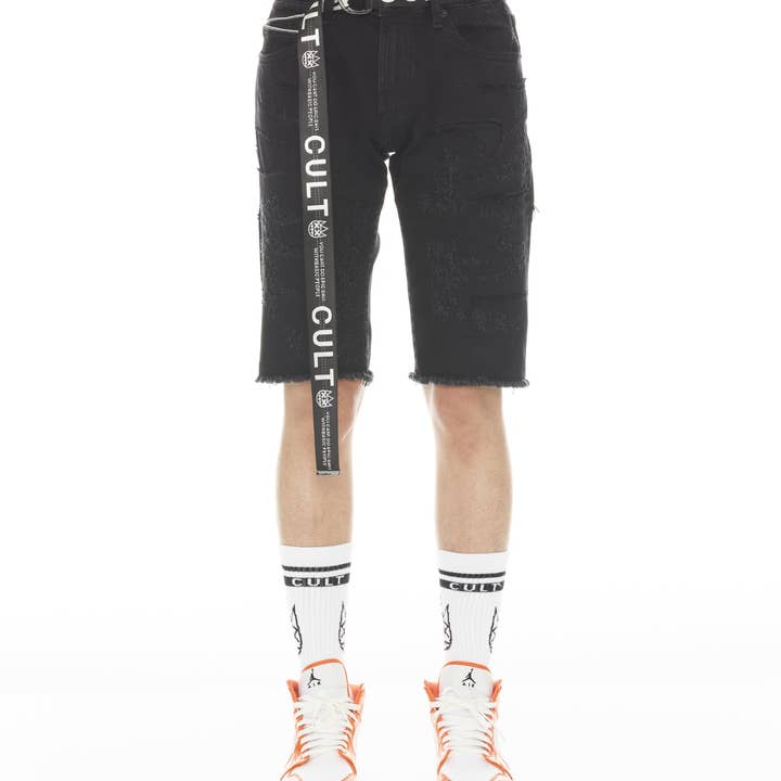 ROCKER MENS SHORT STRETCH w/ BELT IN GRUNGE for wholesale by Cult of Individuality