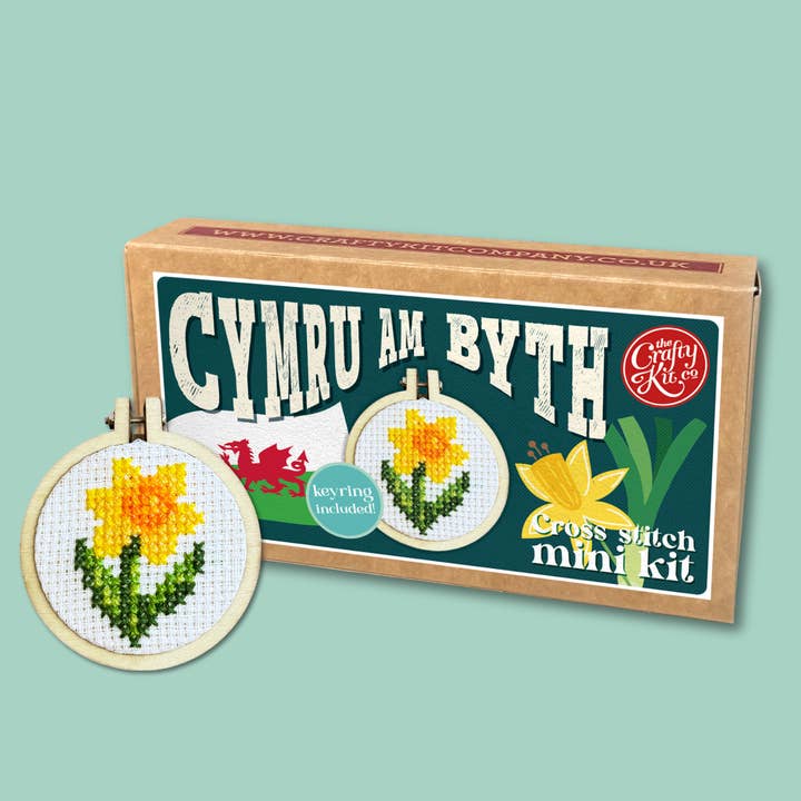 Cymru am Byth Mini Matchbox Cross Stitch Kit for wholesale by Mini Matchbox Kits