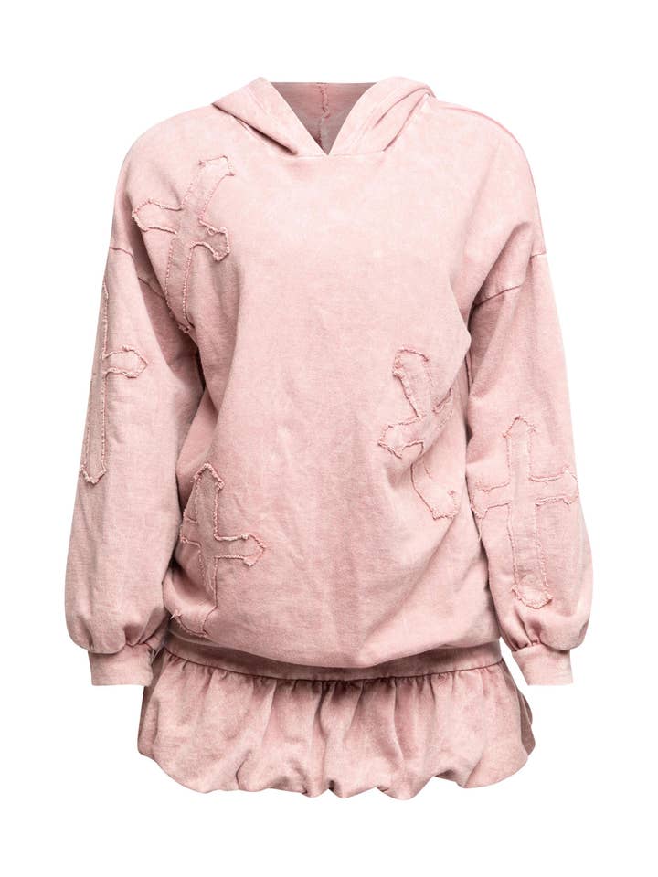 K Too – wholesale Top & skirt set – Women's – Washed hooded tunic and bubble mini skirt set4