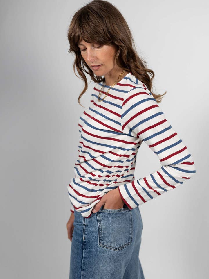 Sadie ekologisk bomull Cherry Breton T-shirt för wholesale av Ivy T