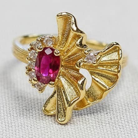 Vintage hjärtmotiv ädelstensring för wholesale av scentll jewelry