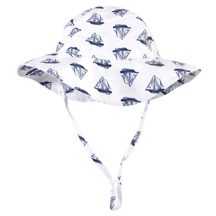 Hudson Baby Sun Protection Hat, Blue Sailboat for wholesale by BabyVision