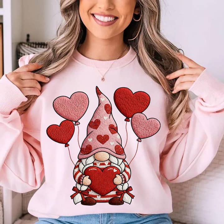 Maglietta Gnomo di San Valentino in Finta Lana, Maglione di San Valentino per la vendita all'ingrosso da parte di DLT Ecommerce