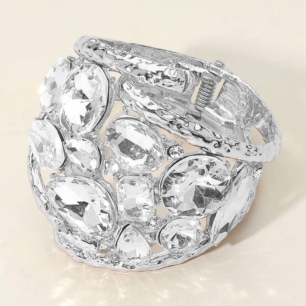 Sensibling Corp. - Vente Bracelet manchette - Bracelet large articulé orné de pierres ovales en forme de larme ronde8