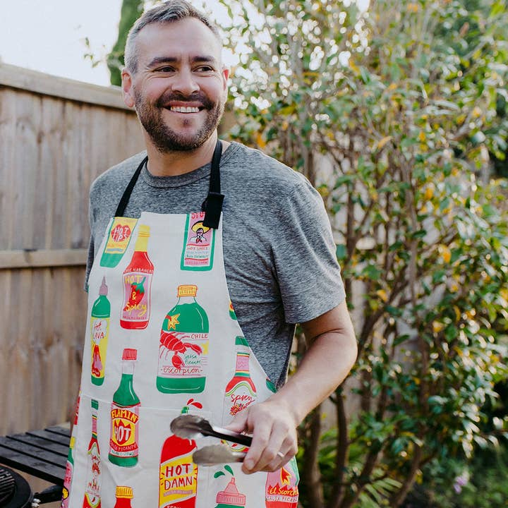 Hot Sauce Organic Cotton Apron for wholesale by Laura Barnes Wholesale Ltd
