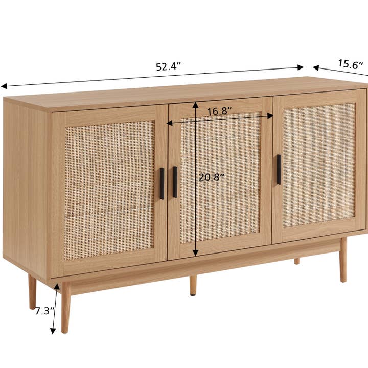 BAITA - Vente Armoire - Buffet 2 portes en rotin AMANA