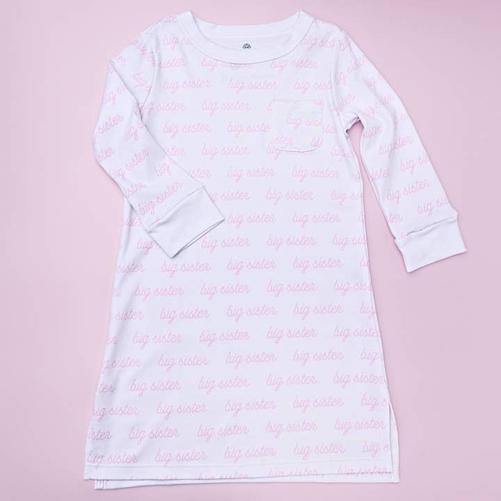 Camisón de manga larga con estampado Big Sister para venta al por mayor de Magnolia Baby