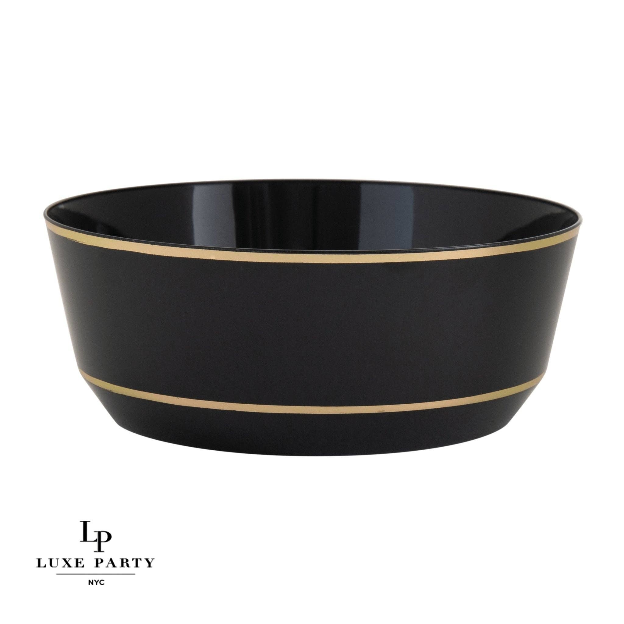 Luxe Party - Wholesale Bowl - 14 Oz. Round Black • Gold Plastic Bowls | 10 Pack3