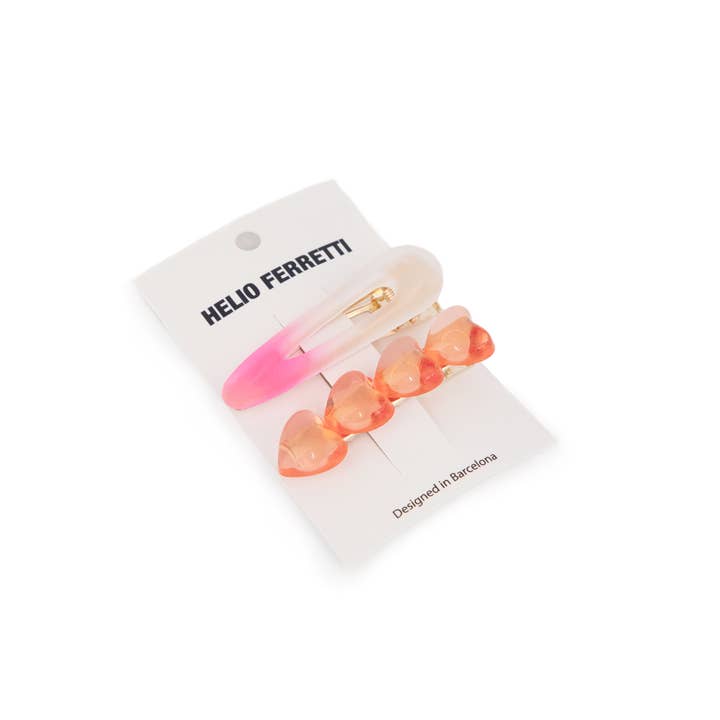 Helio Ferretti - Wholesale Hair Clip - Women's - PACK OF 2 PINK CLIPS HF1