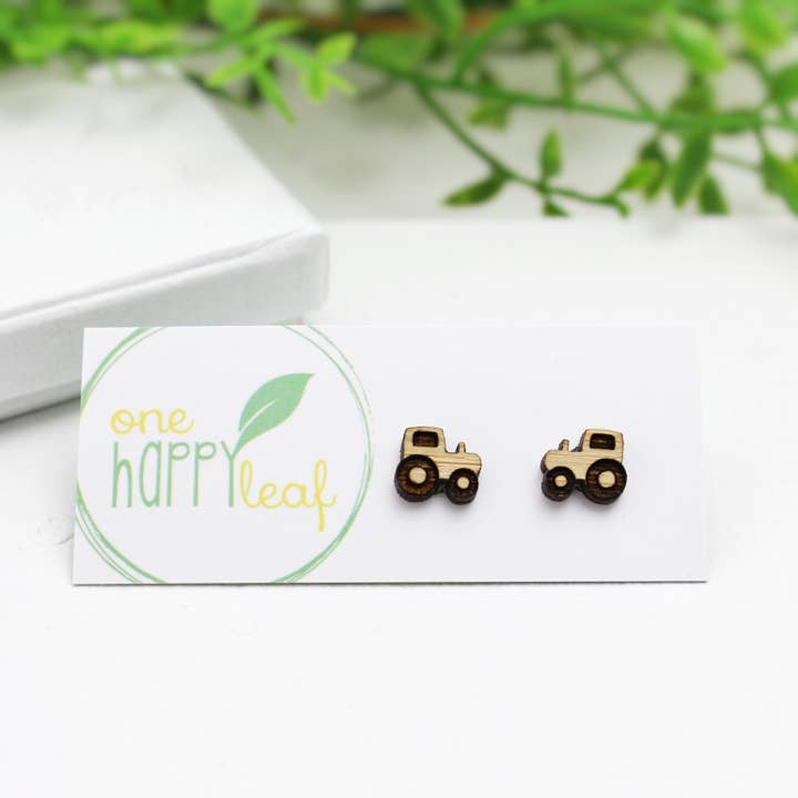 One Happy Leaf - Wholesale Stud/Post Earrings - Tractor Stud Earrings