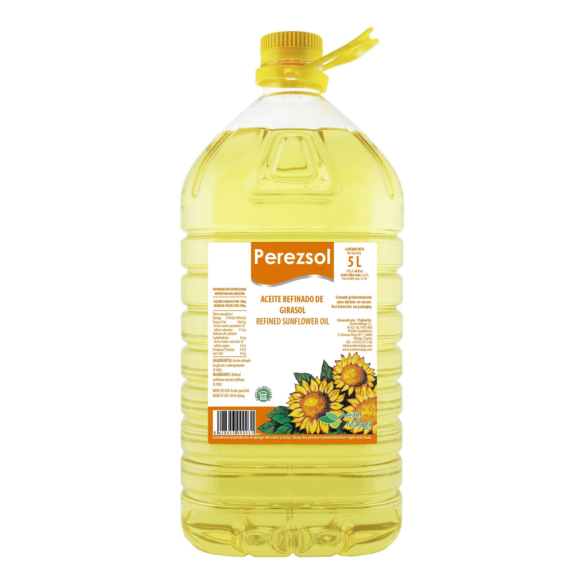 Aceites Málaga SL – wholesale Cooking oil – PEREZSOL SUNFLOWER OIL PET BOTTLE 5 L.0