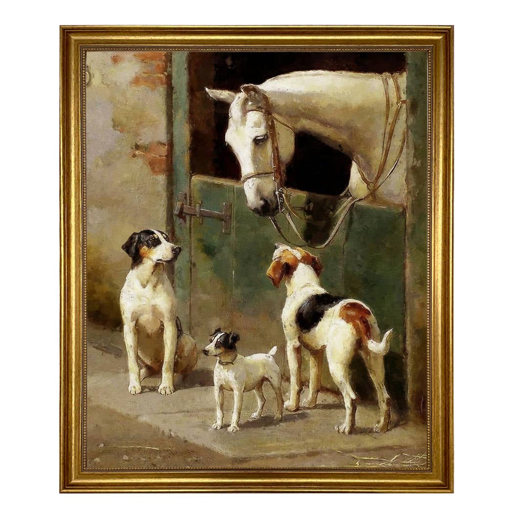 Madison Bay Co. - Historical Home Decor Reproductions - Wholesale Art Print - Dog and Horse at Stable Vintage Painting Print on Canvas19