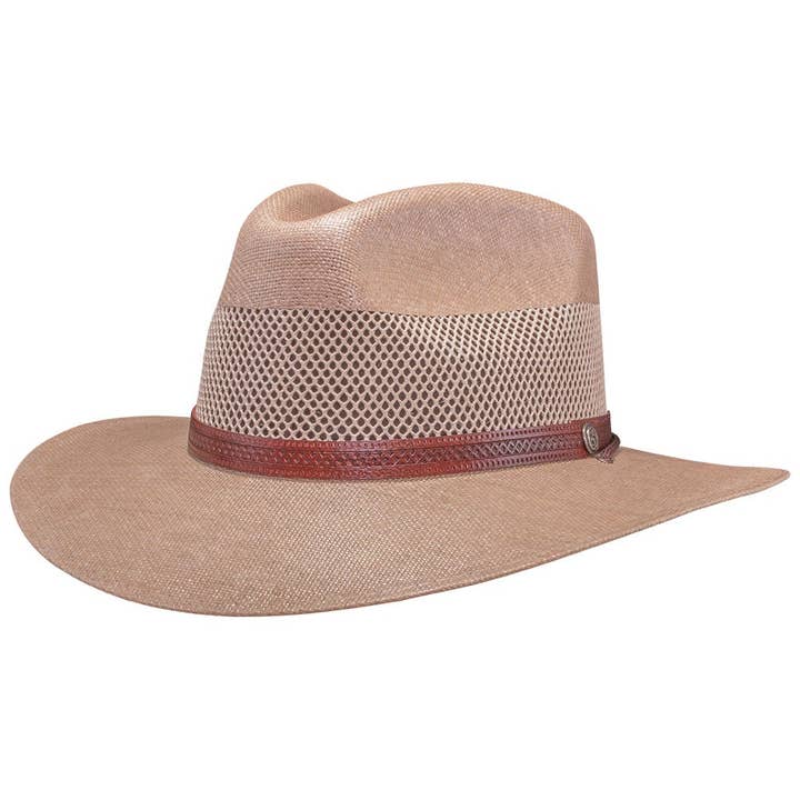 American Hat Makers - Wholesale Straw Hat - Unisex - Outback Vented Straw Sun Hat - Style Florence