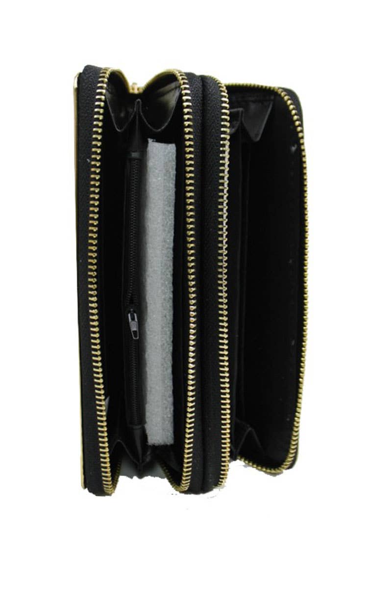 Cap Zone - Wholesale Wallet - Women's - Double Zipper Metallic Wallet4