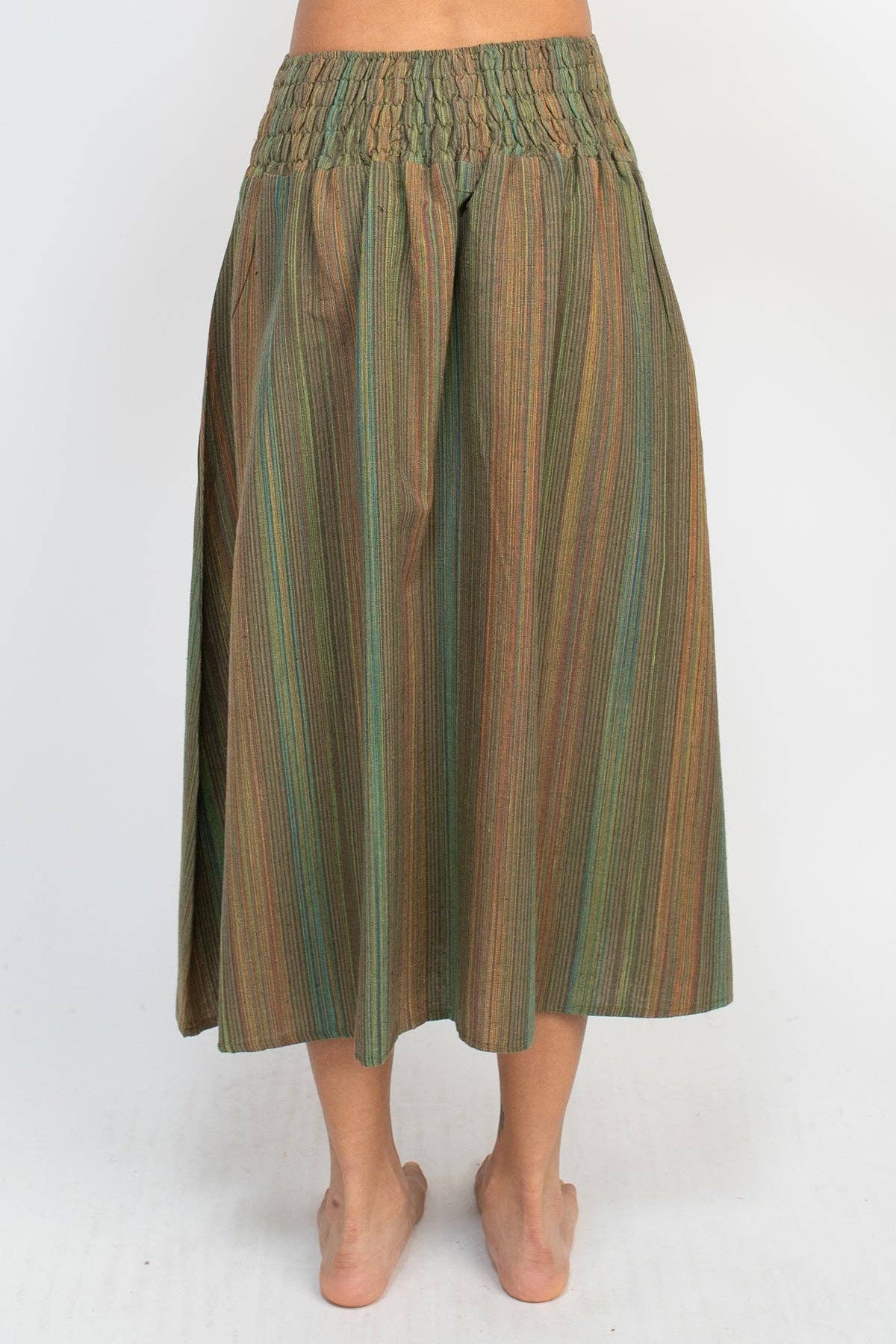 Moss Striped A Line Midi Skirt for wholesale on Faire3