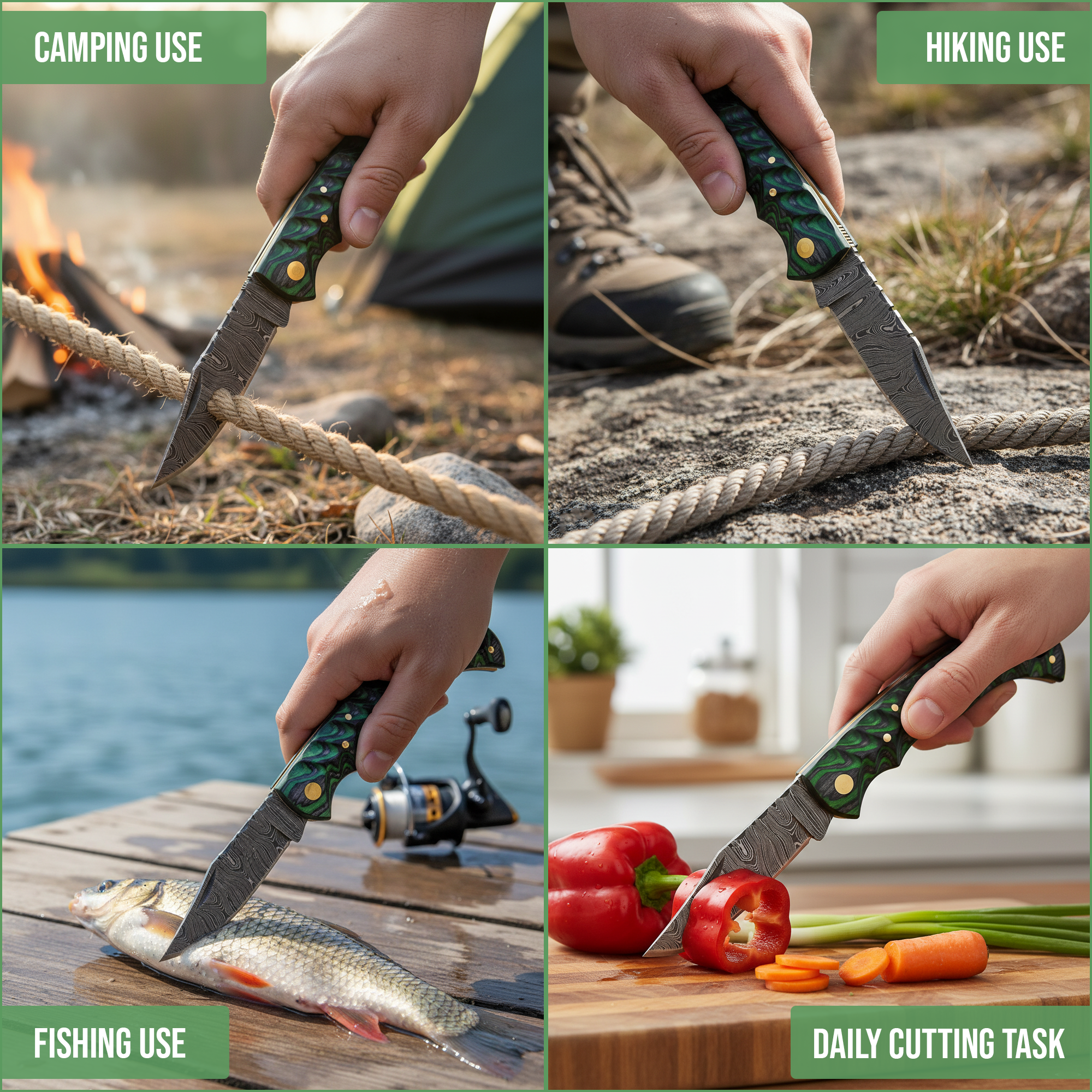 FH KNIVES - Venta al por mayor Cuchillos de bolsillo/Soportes - Navaja plegable de 6.5' hecha a mano de Damasco, Navaja de bolsillo5