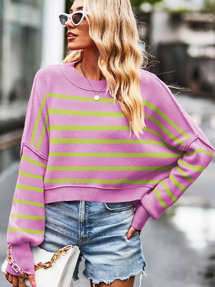 Lily Clothing - Wholesale Knit Sweater - Women's - WOMEN OVERSIZED SHORT HEM CREW NECK JUMPER TOP_CWOSWL03284