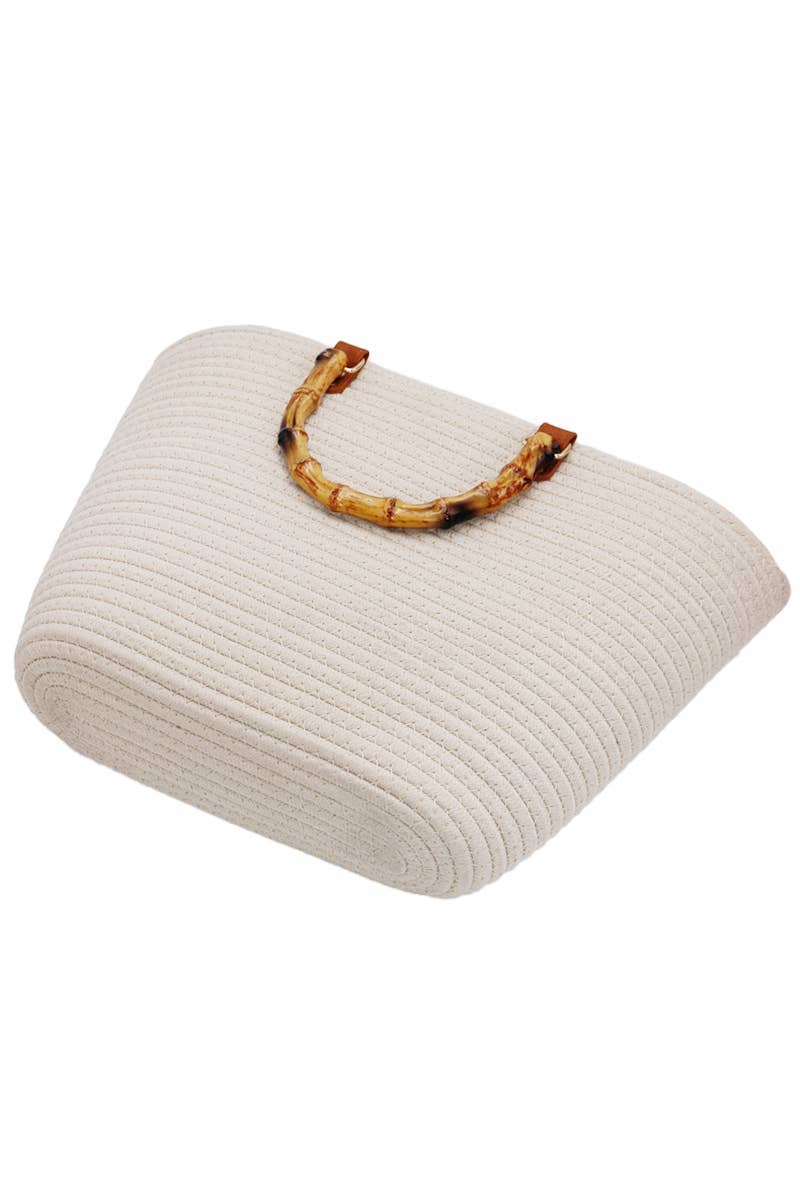 Cap Zone - Wholesale Beach Bag - Oversized Faux Bamboo Handle Braided Woven Beach Tote Bag9