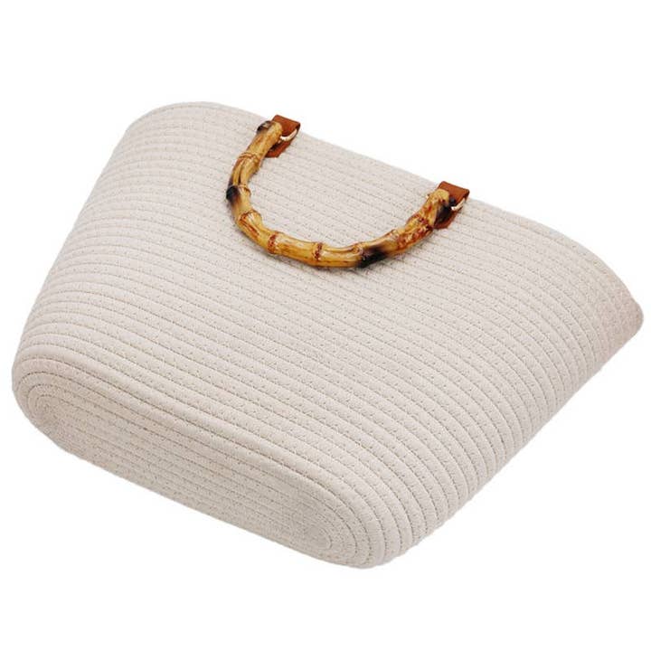 Cap Zone - Wholesale Beach Bag - Oversized Faux Bamboo Handle Braided Woven Beach Tote Bag9