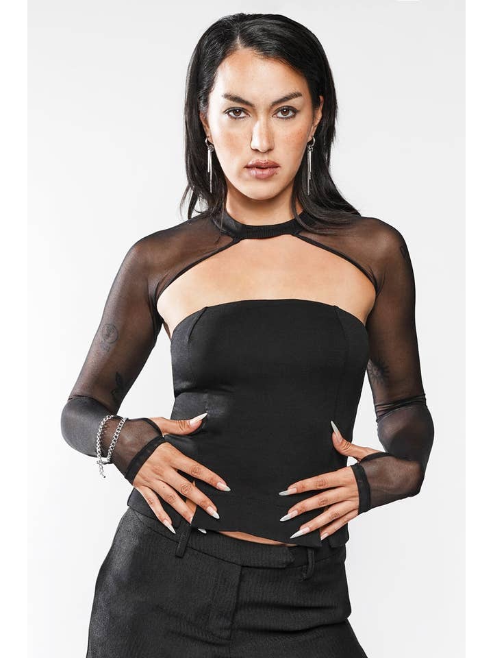 BLACK Mesh Ayla Shrug for wholesale on Faire2