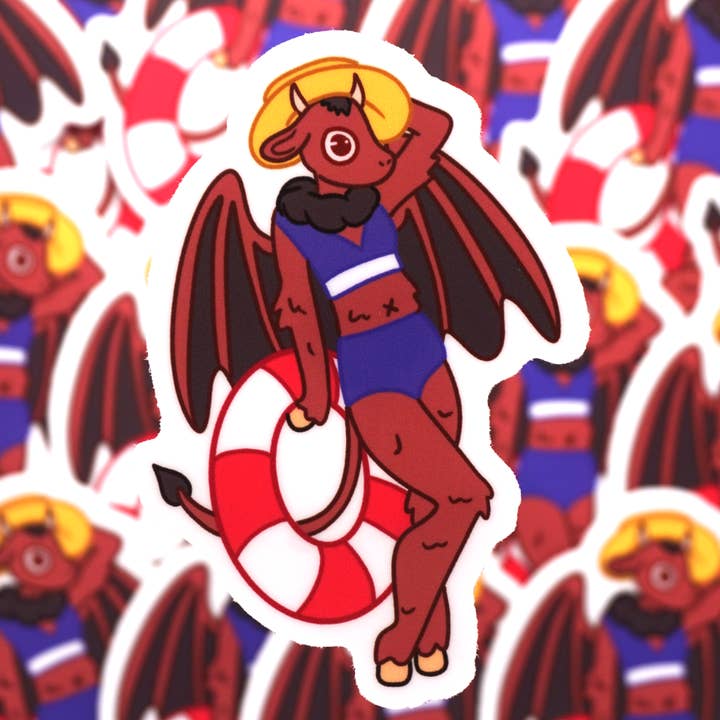 The Jersey Devil in a Bikini Sticker for wholesale by Emcatlang