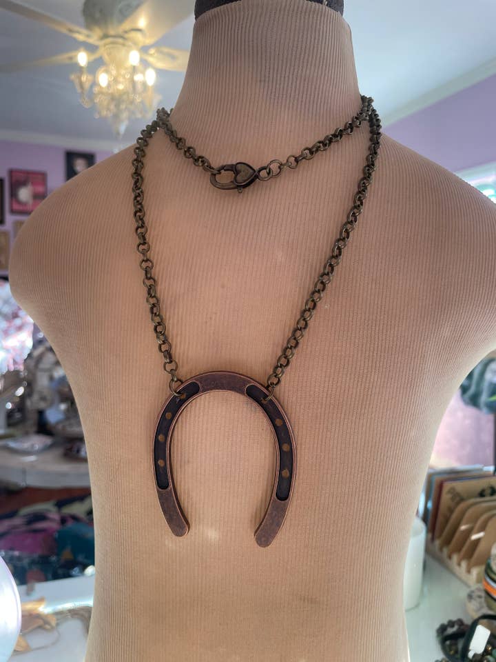 Large Horseshoe Necklace-Equestrian/Western/Gift for wholesale by Savannah Hoffman Designs Artisan Jewelry
