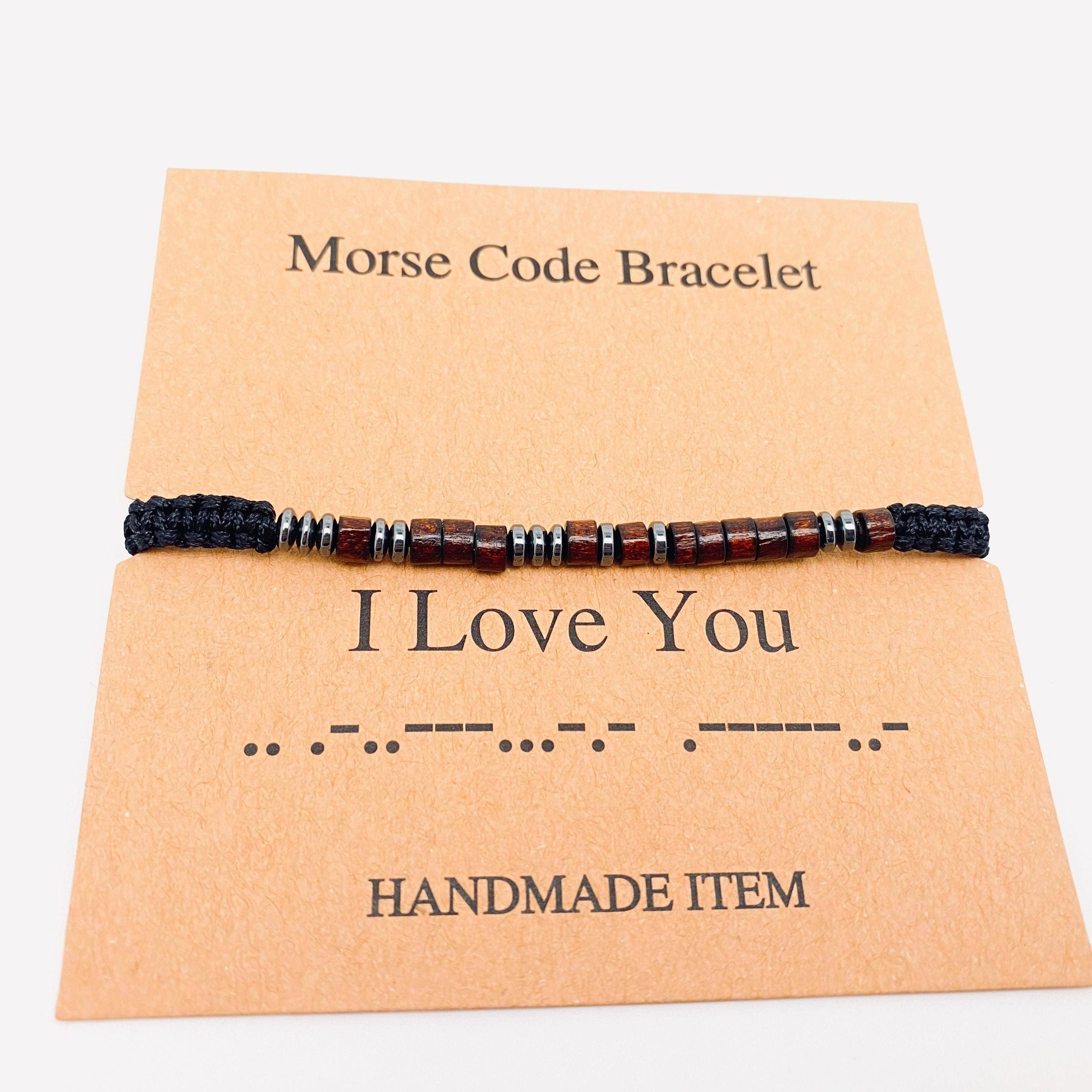Mio Queena - Wholesale Woven/Braided Bracelet - Multi-style Hand-woven Wood Bead Morse Code Bracelet30
