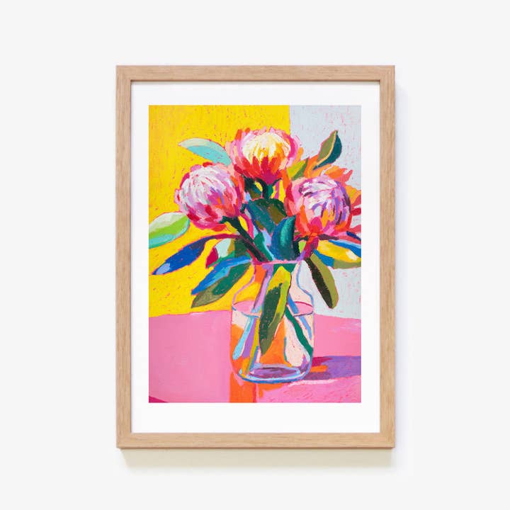 Julia Ockert - Wholesale Art Print - Playful Protea Flowers Art Print
