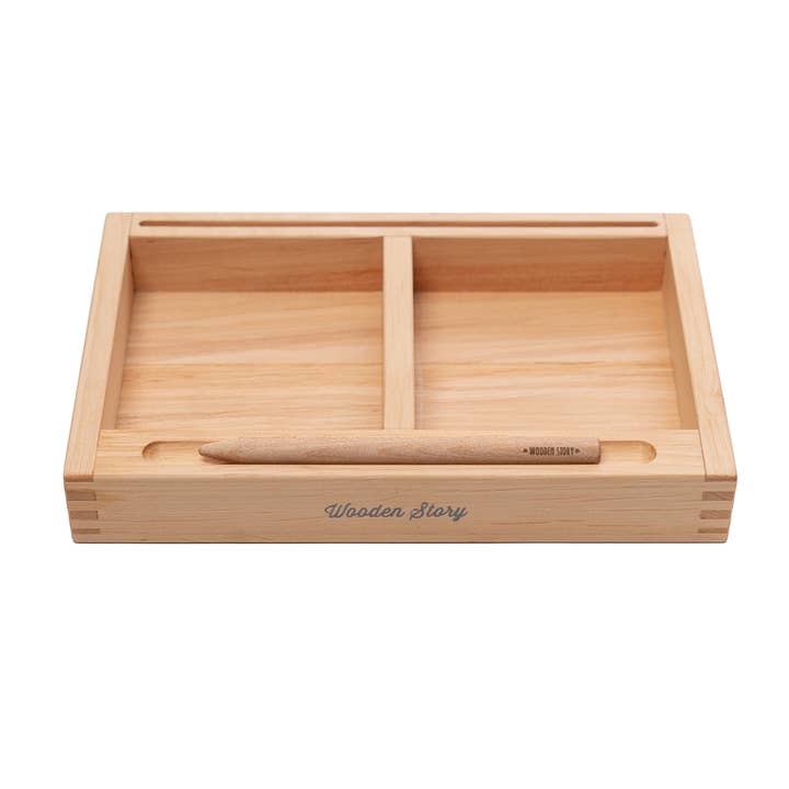 Wooden Story Sp. z o.o. - Wholesale Wood toy – Child - Sand writing tray with divider + card holder2