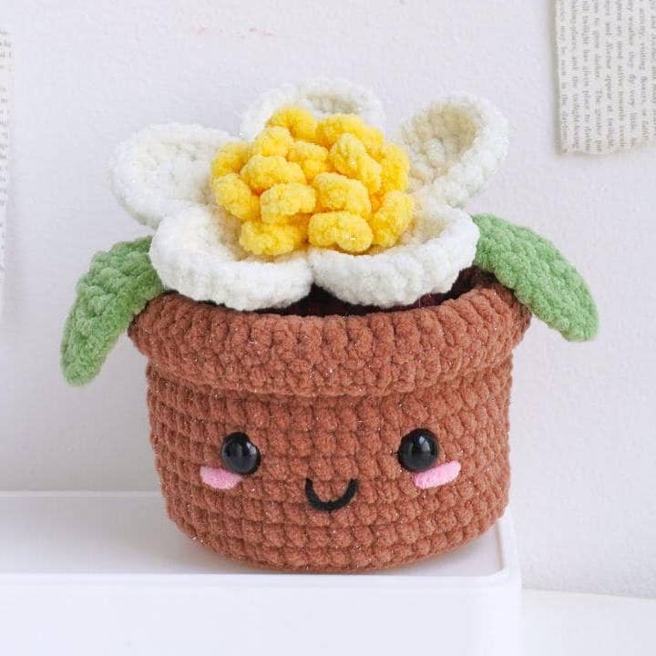 Camellia Flower Pot Crochet, Cute Amigurumi Flower Crochet for wholesale by TOMOPOD LLC