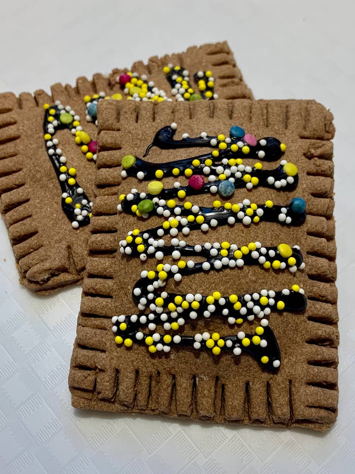 Pup Tart-Carob & Strawberry (large) for wholesale by The Blue Cerebus Dog Bakery