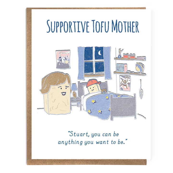 Tofu Mother, divertente biglietto a fumetti, biglietto divertente per la mamma per la vendita all'ingrosso da parte di A Zillion Dollars