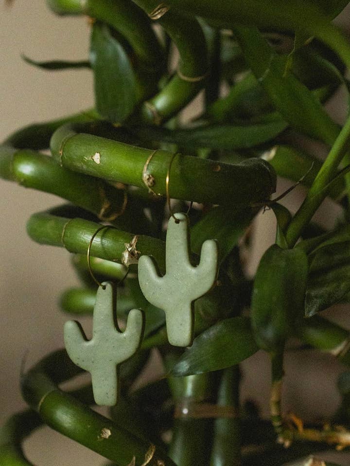 Cacti Hoop Polymer Clay Earrings for wholesale by Earth + Clay Collective