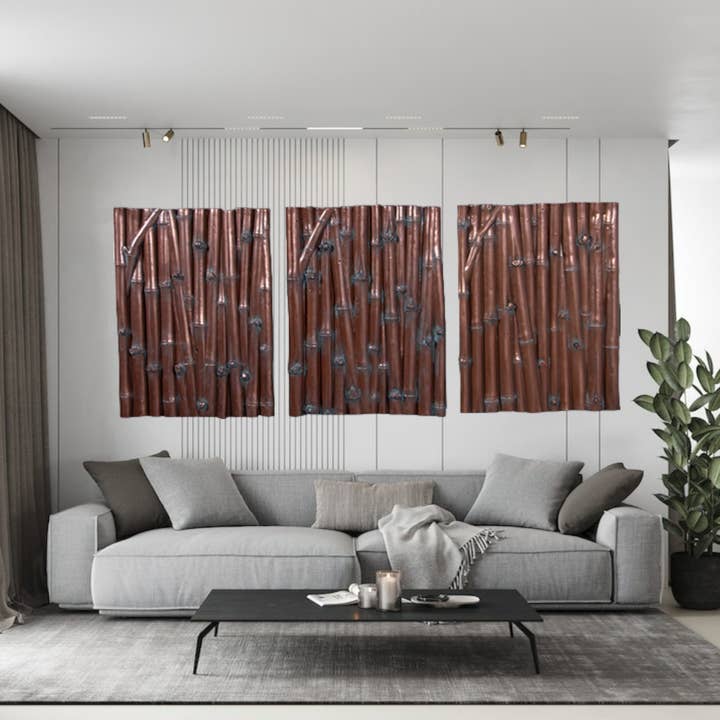 LARGE Bamboo Wall Plaques Set of 3 Bronze Finish for wholesale by Nautical Tropical Imports