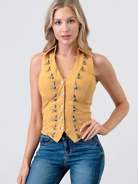 K-Pop Sleeveless Button Up Top for wholesale by Lydia USA