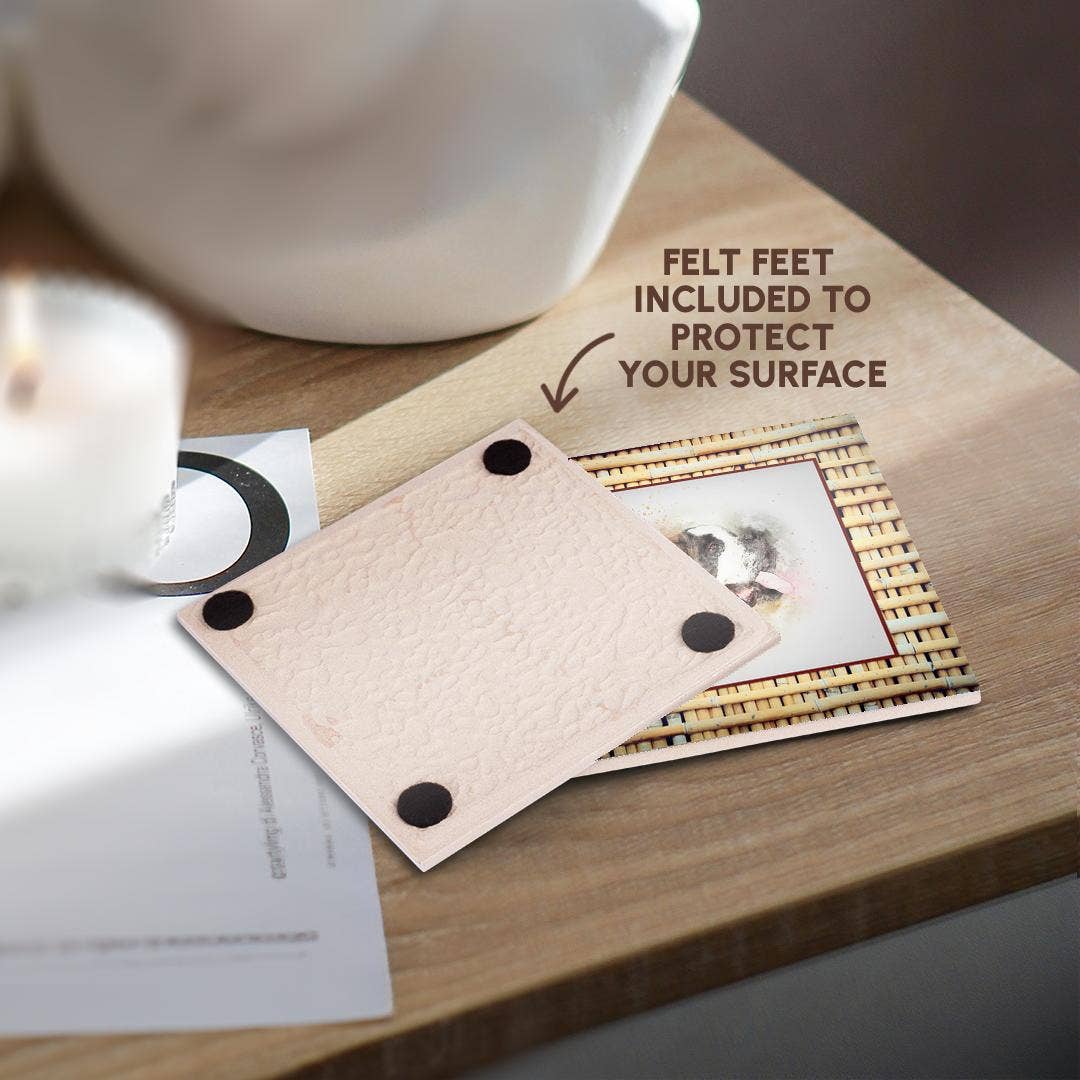 3dRose - Wholesale Coasters - 3dRose, Saint Bernard on Realistic Bamboo Look ,Sign of the Dog in Chinese, Coaster3