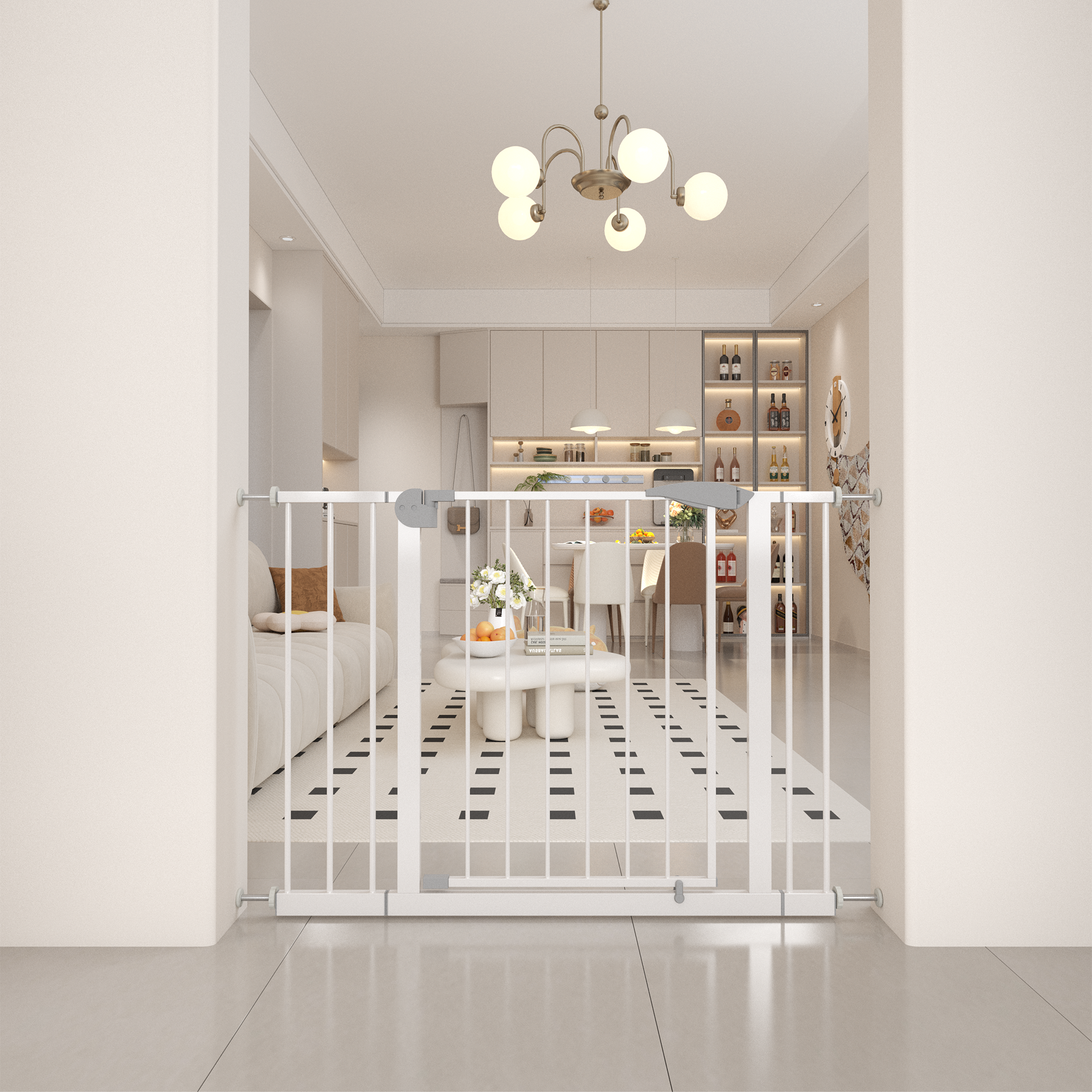 39F Inc. - Vente Barrière portative pliable – chien - Barrière de sécurité ajustable pour bébé et animaux, 29,5"-45,3", sans perçage, blanc1