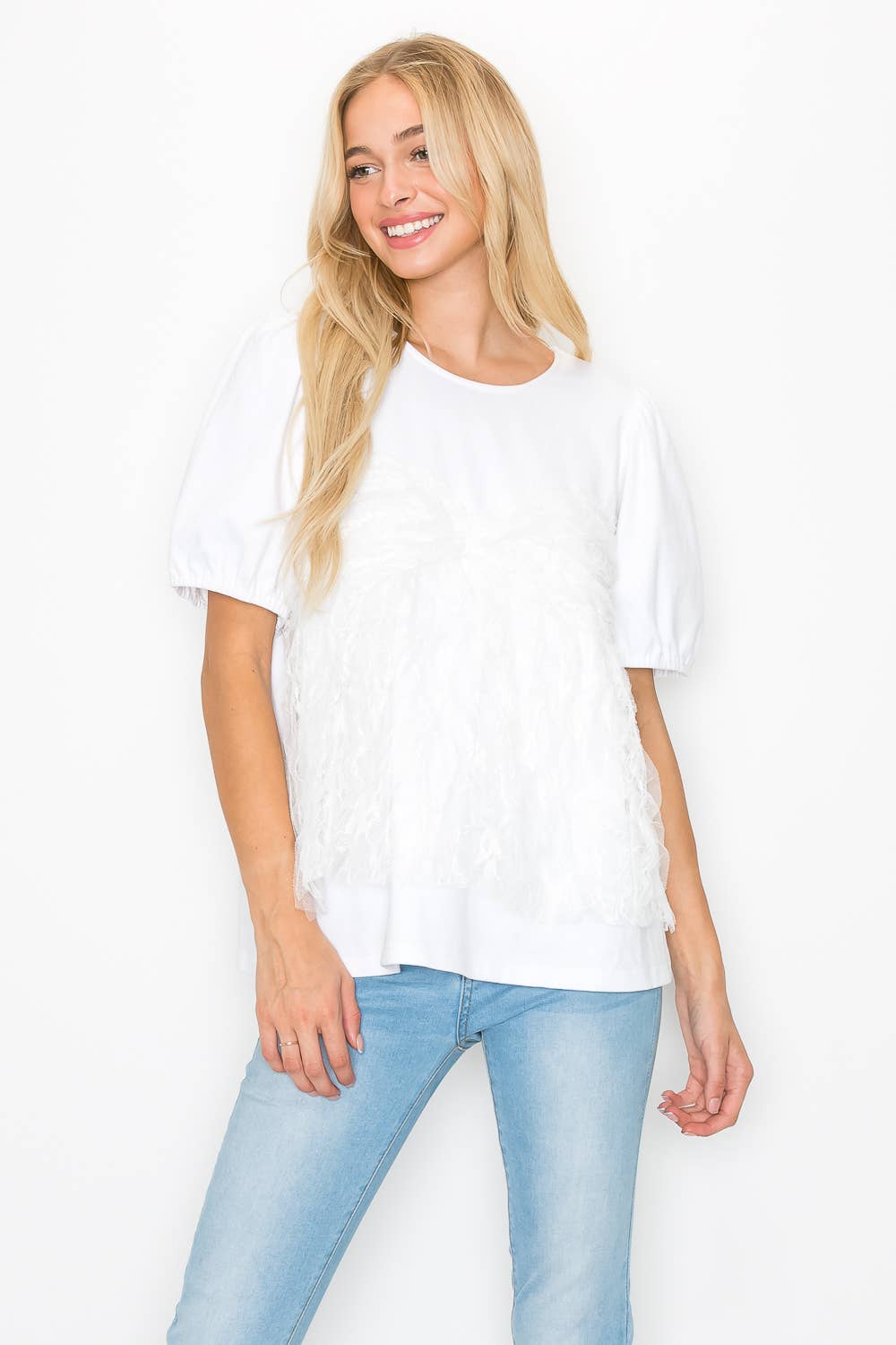 Joh Apparel – Großhandel Bluse – Damen – Reya-Top mit vorderem strukturiertem Spitzen-Mesh3