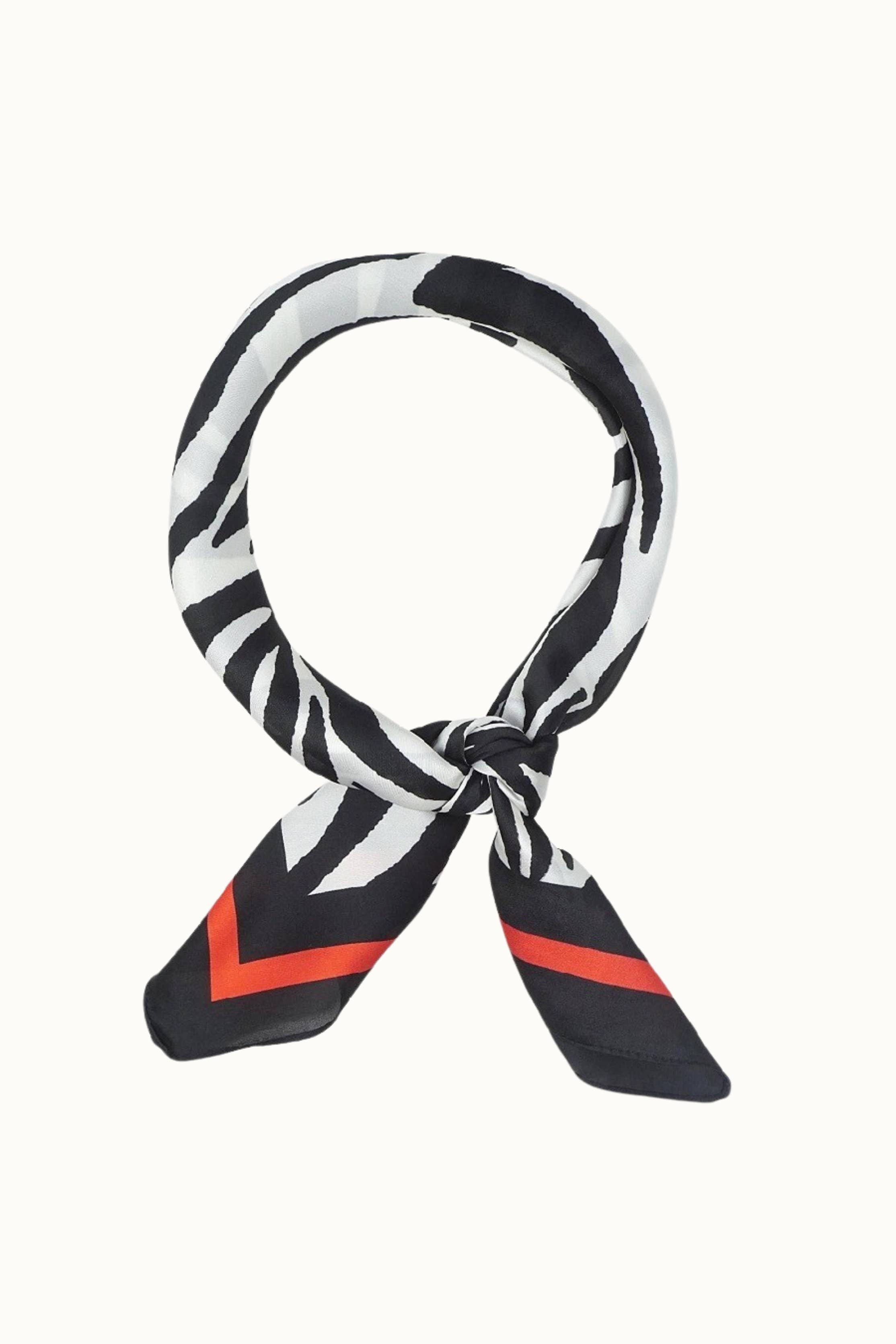 Olive & Pique - Vente Écharpe – femme - Foulard en satin "So Silky", polyvalent, zèbre rouge0