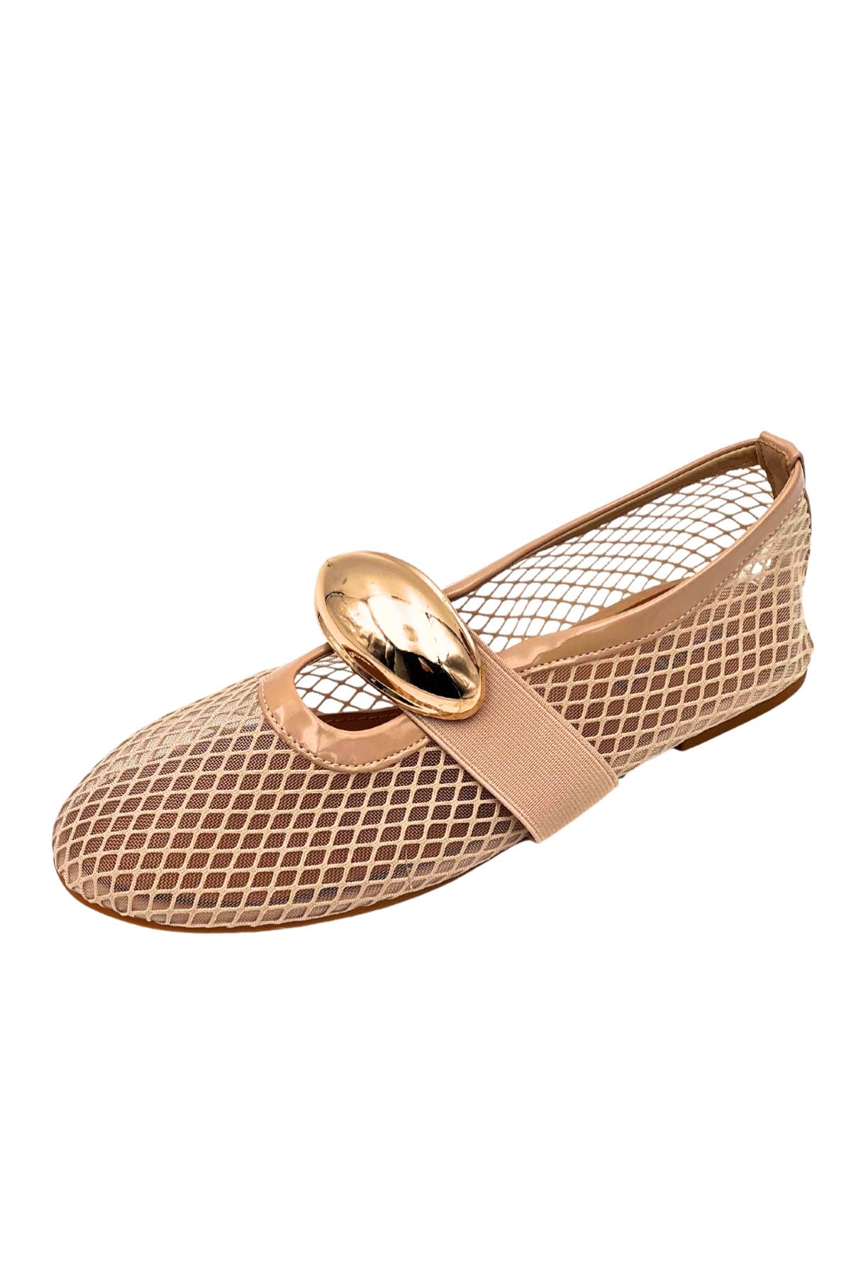Stephan Paris - Wholesale Flats - Women's - Mesh ballet flats with gold ornament P-14156