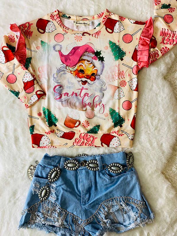luluclothes - Wholesale Sweatshirt - Kids - "Santa baby" christmas tree print sweatshirt XCH0011-4H