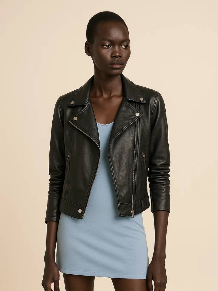 Jaqueta biker de couro vegano reciclado - Criações artesanais e sob medida por atacado de Lacerf