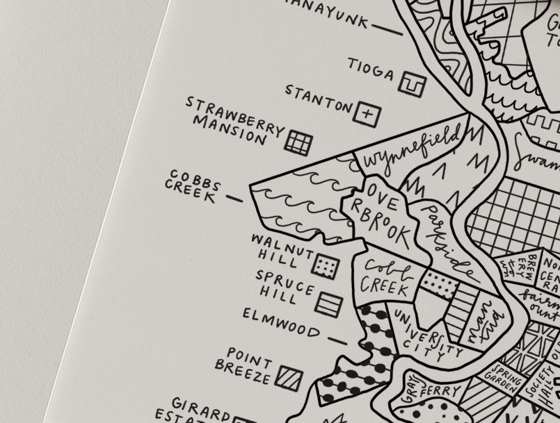 By Aleisha - Wholesale Art Print - Philadelphia Neighborhood Map Print3