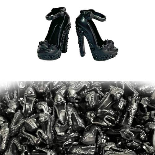 50 pairs Black Designer High Heels-for Fashion Dolls for wholesale by Fashion Doll Dress-Up