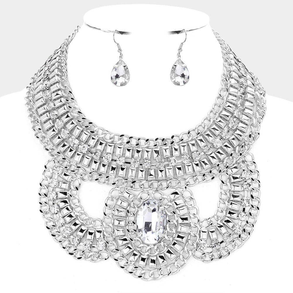 Sensibling Corp. – Großhandel Schmucksets – Statement-Halskette mit ovalem Stein-Akzent2